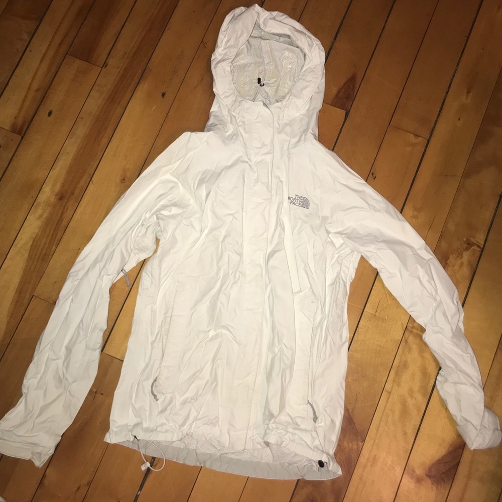 Women’s white North Face rain coat